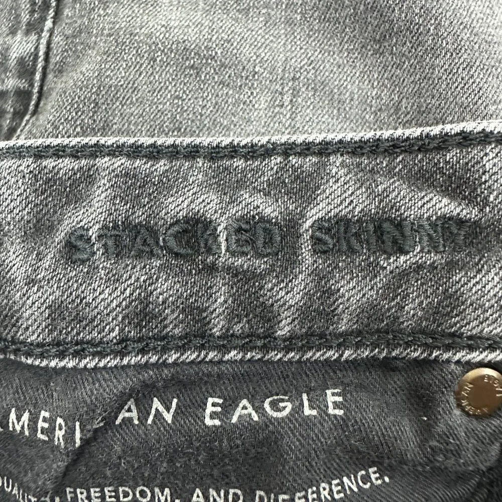 American Eagle Stacked Skinny‎ Men's size 30x34 Black Denim Jeans